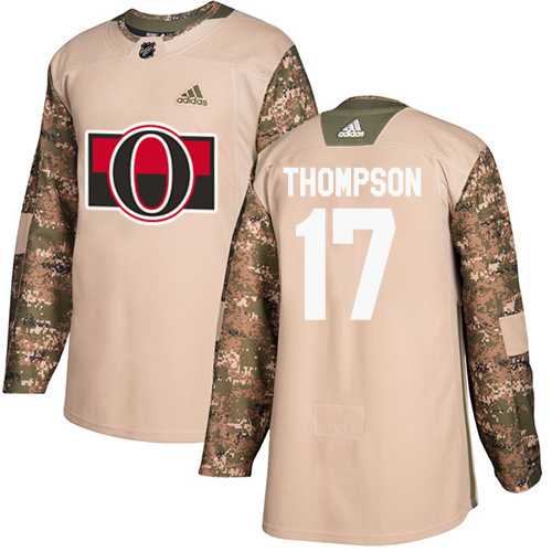 Men's Adidas Ottawa Senators #17 Nate Thompson Camo Authentic 2017 Veterans Day Stitched NHL Jersey