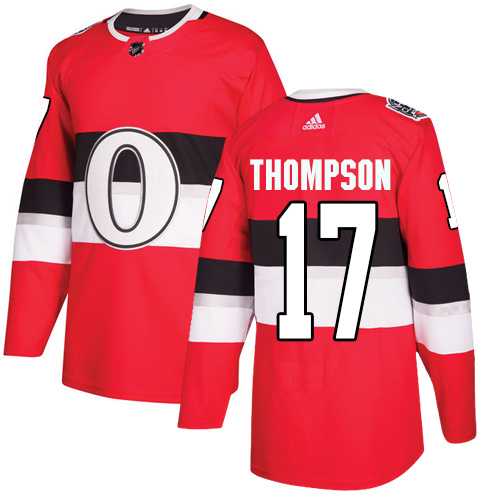Men's Adidas Ottawa Senators #17 Nate Thompson Red Authentic 2017 100 Classic Stitched NHL Jersey