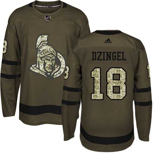 Men's Adidas Ottawa Senators #18 Ryan Dzingel Green Salute to Service Stitched NHL Jersey
