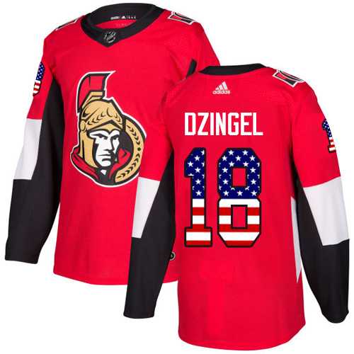 Men's Adidas Ottawa Senators #18 Ryan Dzingel Red Home Authentic USA Flag Stitched NHL Jersey