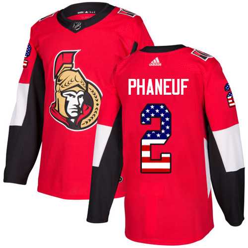 Men's Adidas Ottawa Senators #2 Dion Phaneuf Red Home Authentic USA Flag Stitched NHL Jersey