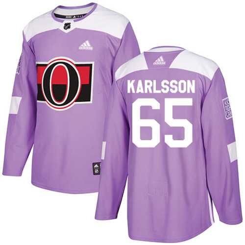 Men's Adidas Ottawa Senators #65 Erik Karlsson Purple Authentic Fights Cancer Stitched NHL