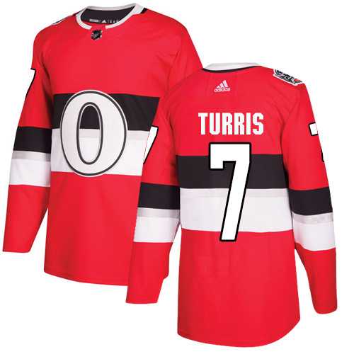 Men's Adidas Ottawa Senators #7 Kyle Turris Red Authentic 2017 100 Classic Stitched NHL Jersey
