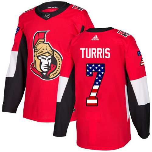 Men's Adidas Ottawa Senators #7 Kyle Turris Red Home Authentic USA Flag Stitched NHL Jersey