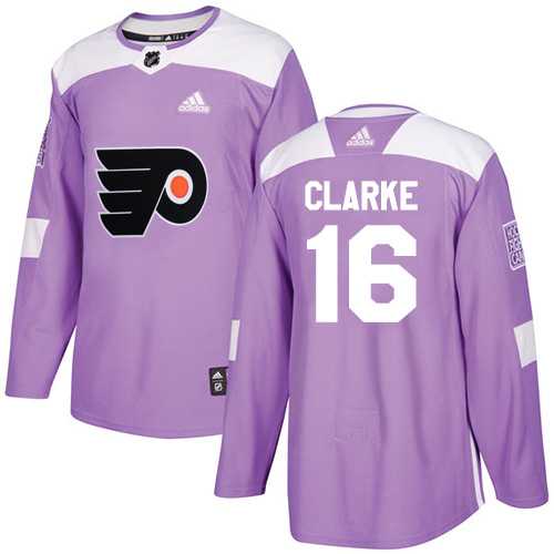 Men's Adidas Philadelphia Flyers #16 Bobby Clarke Purple Authentic Fights Cancer Stitched NHL Jersey