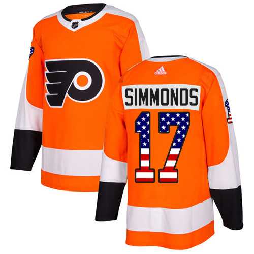 Men's Adidas Philadelphia Flyers #17 Wayne Simmonds Orange Home Authentic USA Flag Stitched NHL Jersey