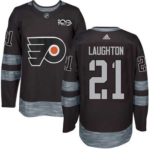 Men's Adidas Philadelphia Flyers #21 Scott Laughton Black 1917-2017 100th Anniversary Stitched NHL Jersey
