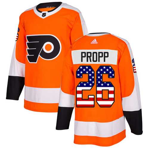 Men's Adidas Philadelphia Flyers #26 Brian Propp Orange Home Authentic USA Flag Stitched NHL Jersey