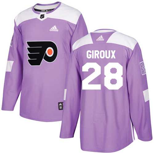 Men's Adidas Philadelphia Flyers #28 Claude Giroux Purple Authentic Fights Cancer Stitched NHL Jersey