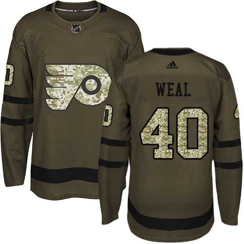 Men's Adidas Philadelphia Flyers #40 Jordan Weal Green Salute to Service Stitched NHL