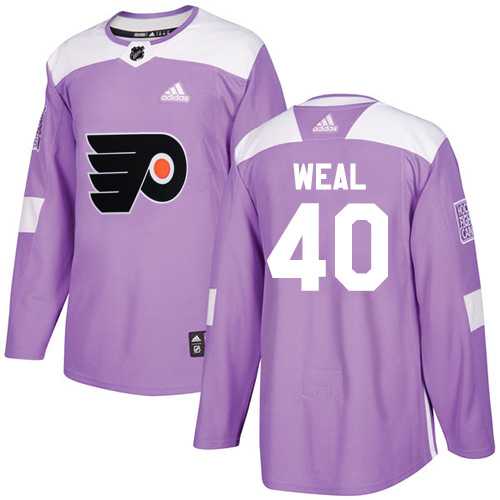 Men's Adidas Philadelphia Flyers #40 Jordan Weal Purple Authentic Fights Cancer Stitched NHL Jersey