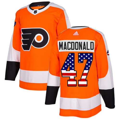 Men's Adidas Philadelphia Flyers #47 Andrew MacDonald Orange Home Authentic USA Flag Stitched NHL Jersey