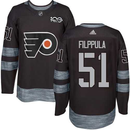 Men's Adidas Philadelphia Flyers #51 Valtteri Filppula Black 1917-2017 100th Anniversary Stitched NHL Jersey