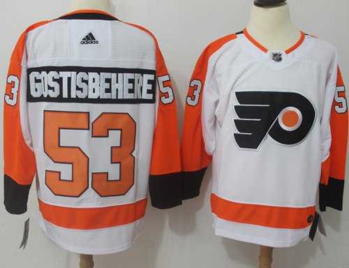 Men's Adidas Philadelphia Flyers #53 Shayne Gostisbehere White Road Authentic Stitched NHL Jersey