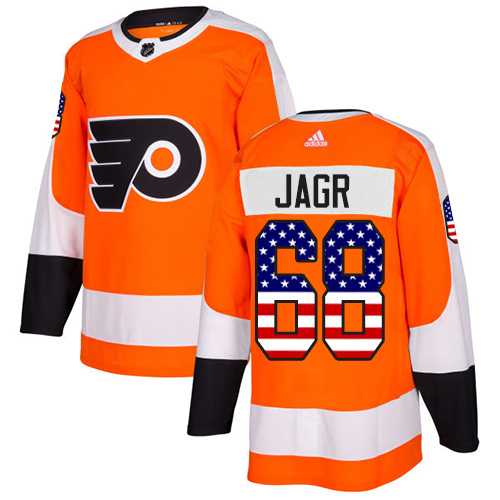 Men's Adidas Philadelphia Flyers #68 Jaromir Jagr Orange Home Authentic USA Flag Stitched NHL Jersey