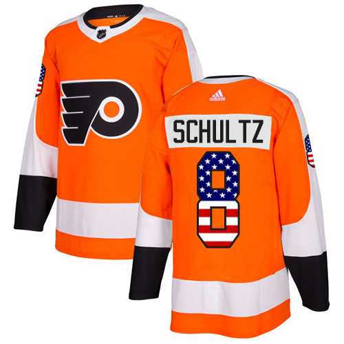 Men's Adidas Philadelphia Flyers #8 Dave Schultz Orange Home Authentic USA Flag Stitched NHL Jersey