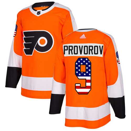 Men's Adidas Philadelphia Flyers #9 Ivan Provorov Orange Home Authentic USA Flag Stitched NHL Jersey