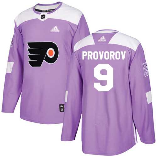 Men's Adidas Philadelphia Flyers #9 Ivan Provorov Purple Authentic Fights Cancer Stitched NHL Jersey