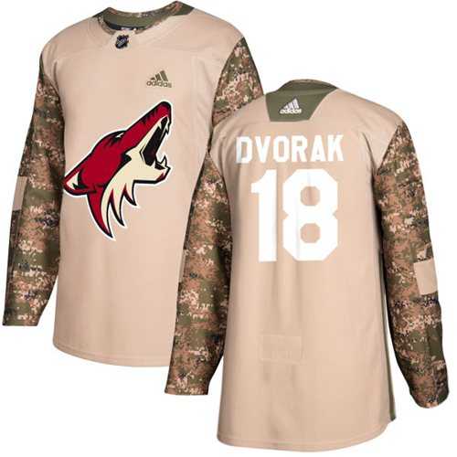 Men's Adidas Phoenix Coyotes #18 Christian Dvorak Camo Authentic 2017 Veterans Day Stitched NHL Jersey