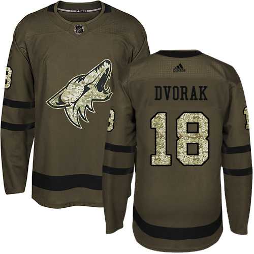 Men's Adidas Phoenix Coyotes #18 Christian Dvorak Green Salute to Service Stitched NHL