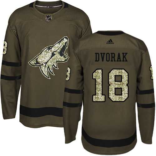 Men's Adidas Phoenix Coyotes #18 Christian Dvorak Green Salute to Service Stitched NHL Men's Adidas Phoenix Coyotes #18 Christian Dvorak Green Salute to Service Stitched NHL