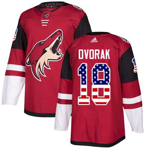 Men's Adidas Phoenix Coyotes #18 Christian Dvorak Maroon Home Authentic USA Flag Stitched NHL Jersey