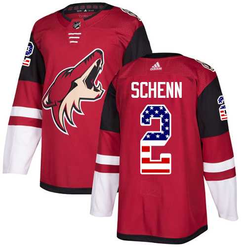 Men's Adidas Phoenix Coyotes #2 Luke Schenn Maroon Home Authentic USA Flag Stitched NHL Jersey