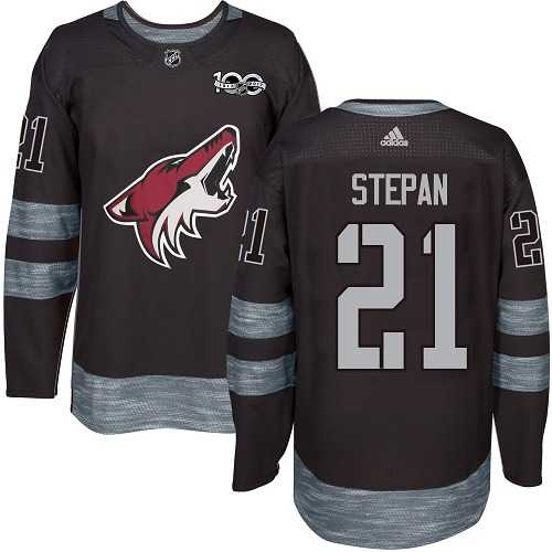 Men's Adidas Phoenix Coyotes #21 Derek Stepan Black 1917-2017 100th Anniversary Stitched NHL