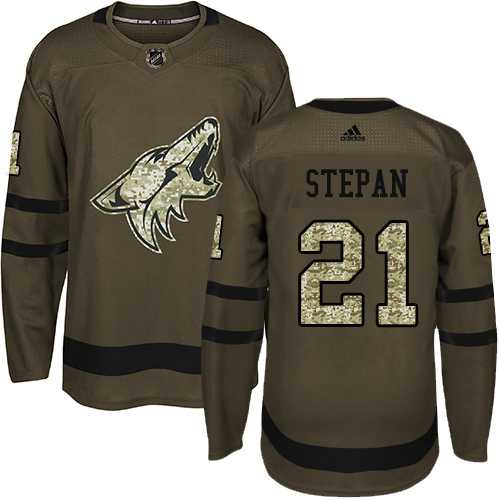 Men's Adidas Phoenix Coyotes #21 Derek Stepan Green Salute to Service Stitched NHL