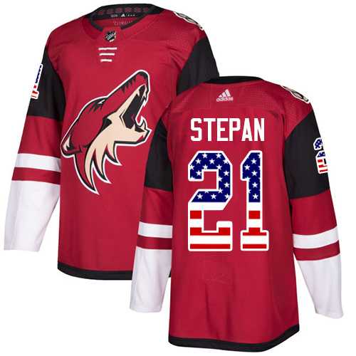 Men's Adidas Phoenix Coyotes #21 Derek Stepan Maroon Home Authentic USA Flag Stitched NHL Jersey