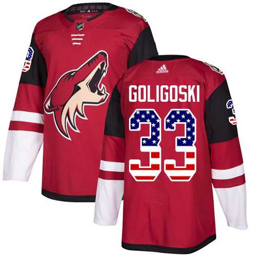 Men's Adidas Phoenix Coyotes #33 Alex Goligoski Maroon Home Authentic USA Flag Stitched NHL Jersey