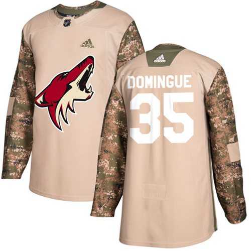 Men's Adidas Phoenix Coyotes #35 Louis Domingue Camo Authentic 2017 Veterans Day Stitched NHL Jersey