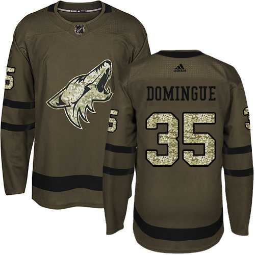Men's Adidas Phoenix Coyotes #35 Louis Domingue Green Salute to Service Stitched NHL