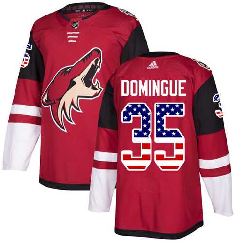 Men's Adidas Phoenix Coyotes #35 Louis Domingue Maroon Home Authentic USA Flag Stitched NHL Jersey