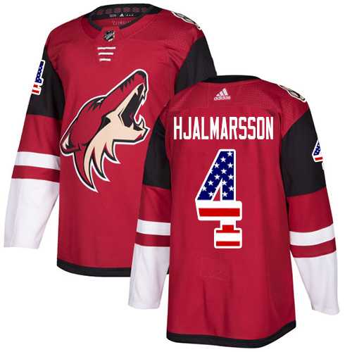 Men's Adidas Phoenix Coyotes #4 Niklas Hjalmarsson Maroon Home Authentic USA Flag Stitched NHL Jersey