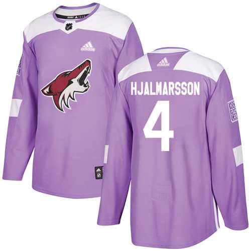 Men's Adidas Phoenix Coyotes #4 Niklas Hjalmarsson Purple Authentic Fights Cancer Stitched NHL
