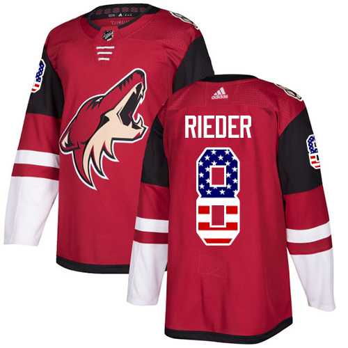 Men's Adidas Phoenix Coyotes #8 Tobias Rieder Maroon Home Authentic USA Flag Stitched NHL Jersey