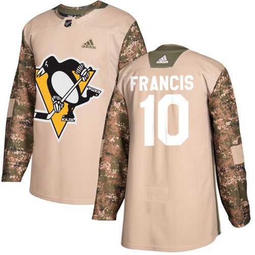 Men's Adidas Pittsburgh Penguins #10 Ron Francis Camo Authentic 2017 Veterans Day Stitched NHL Jersey
