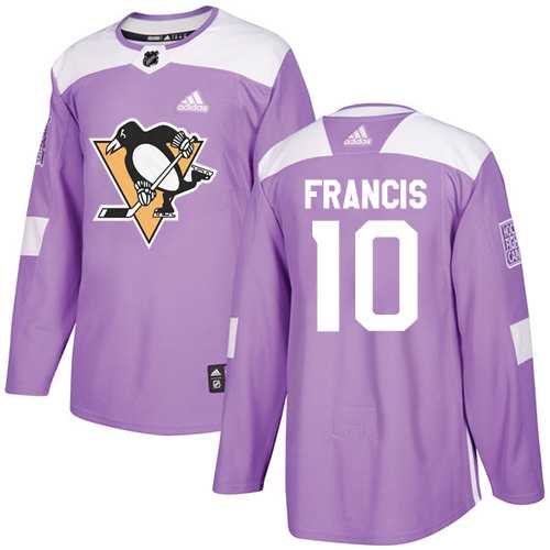 Men's Adidas Pittsburgh Penguins #10 Ron Francis Purple Authentic Fights Cancer Stitched NHL