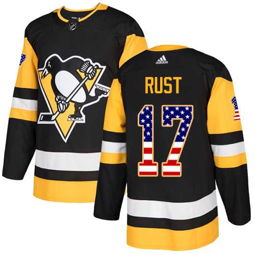 Men's Adidas Pittsburgh Penguins #17 Bryan Rust Black Home Authentic USA Flag Stitched NHL Jersey