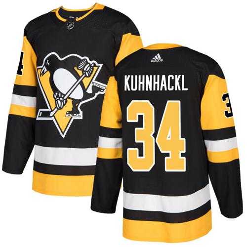 Men's Adidas Pittsburgh Penguins #34 Tom Kuhnhackl Black Home Authentic Stitched NHL Jersey