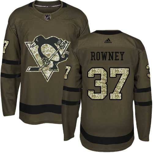 Men's Adidas Pittsburgh Penguins #37 Carter Rowney Green Salute to Service Stitched NHL Jersey