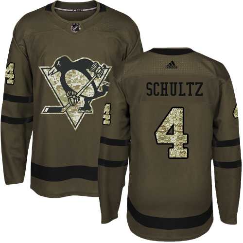 Men's Adidas Pittsburgh Penguins #4 Justin Schultz Green Salute to Service Stitched NHL Jersey