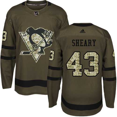 Men's Adidas Pittsburgh Penguins #43 Conor Sheary Green Salute to Service Stitched NHL Jersey