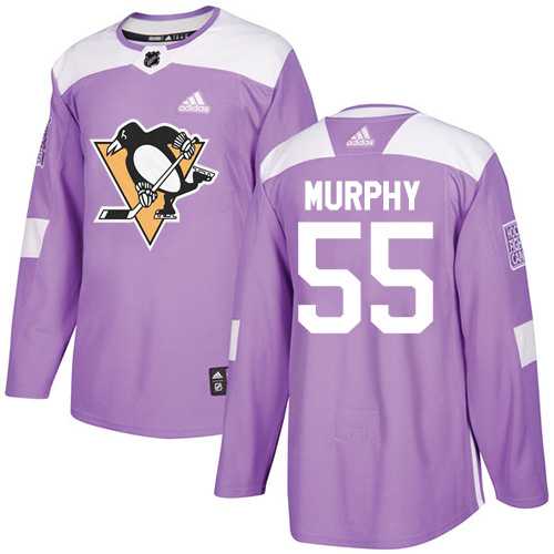 Men's Adidas Pittsburgh Penguins #55 Larry Murphy Purple Authentic Fights Cancer Stitched NHL