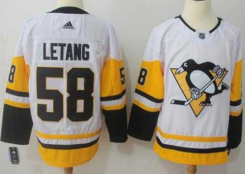 Men's Adidas Pittsburgh Penguins #58 Kris Letang White Road Authentic Stitched NHL Jersey