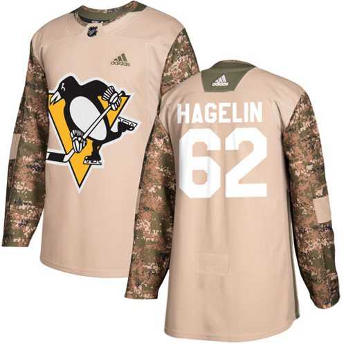 Men's Adidas Pittsburgh Penguins #62 Carl Hagelin Camo Authentic 2017 Veterans Day Stitched NHL Jersey