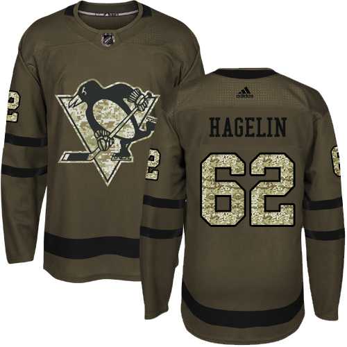 Men's Adidas Pittsburgh Penguins #62 Carl Hagelin Green Salute to Service Stitched NHL Jersey