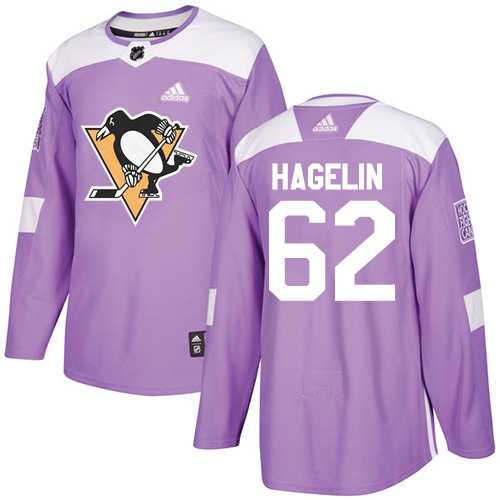 Men's Adidas Pittsburgh Penguins #62 Carl Hagelin Purple Authentic Fights Cancer Stitched NHL