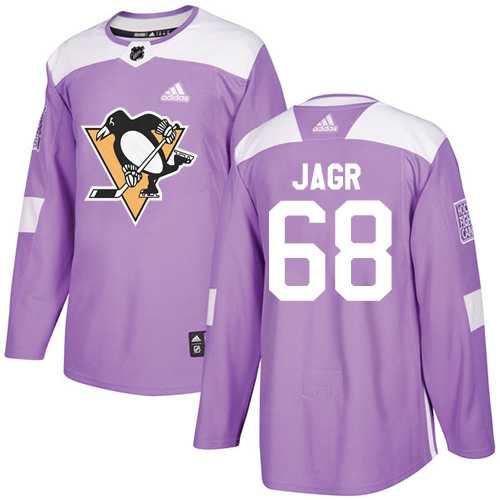 Men's Adidas Pittsburgh Penguins #68 Jaromir Jagr Purple Authentic Fights Cancer Stitched NHL